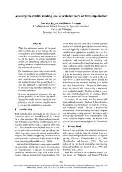 Assessing the relative reading level of sentence pairs for text