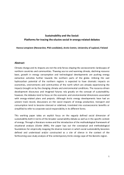 NRF Young researcher: Social sustainability in/and the Barents