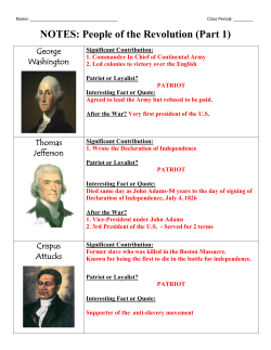NOTES: People of the Revolution (Part 1)