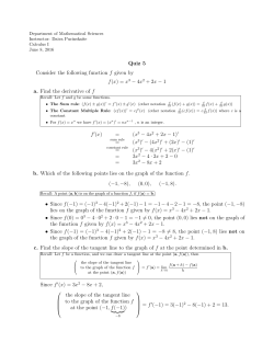 Quiz 5 Consider the following function f given by f(x) = x3 − 4x 2 + 2x