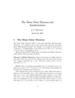 The Mean Value Theorem and Antiderivatives