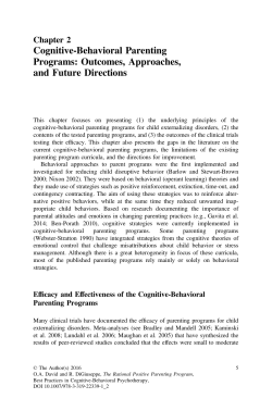 Cognitive-Behavioral Parenting Programs: Outcomes