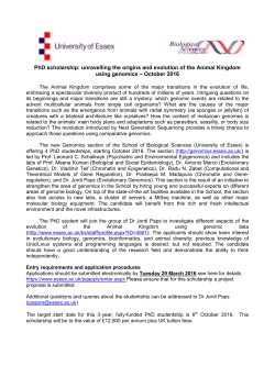 PhD scholarship: unravelling the origins and evolution of the Animal