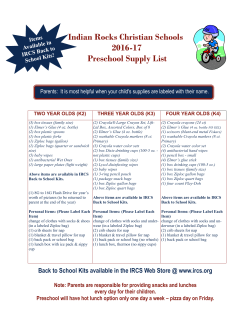 Preschool Back to School Supply List
