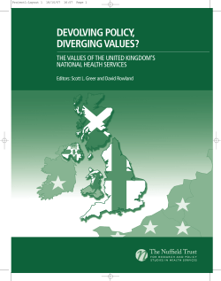 DEVOLVING POLICY, DIVERGINGVALUES?