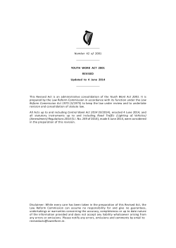 Number 42 of 2001 YOUTH WORK ACT 2001 REVISED Updated to