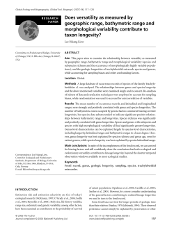 Does versatility as measured by geographic range, bathymetric