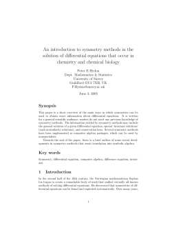 An introduction to symmetry methods in the solution of differential