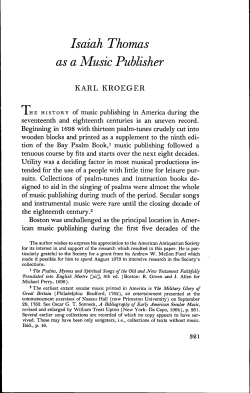 Isaiah Thomas as a Music Publisher