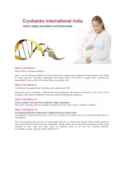 Cryoviva India Newsletter July 2013