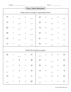 Place Value Worksheet Write each number in expanded form. Write
