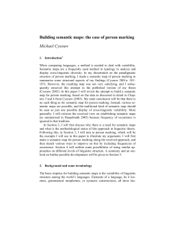 Building semantic maps: the case of person marking Michael Cysouw