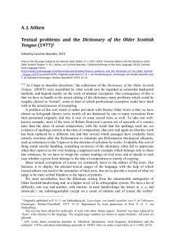 Textual problems and the Dictionary of the Older Scottish Tongue