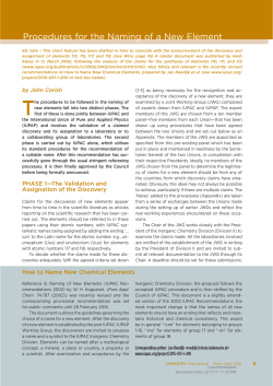 Procedures for the Naming of a New Element