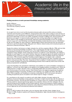Finding ourselves at work: personal friendships among academics