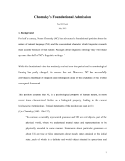Chomsky`s Foundational Admission