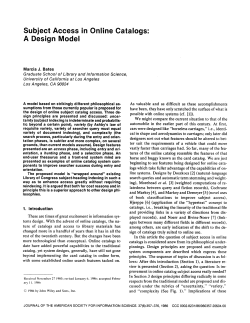 Subject access in online catalogs: A design model