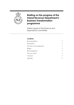 Briefing on the progress of the Inland Revenue Department`s