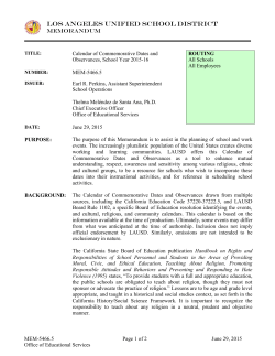 Calendar of Commemorative Dates