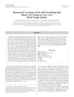Hematocrit Correlates Well with Circulating Red Blood Cell Volume