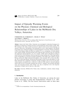 Impact of Episodic Warming Events on the Physical, Chemical and