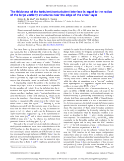 The thickness of the turbulent/nonturbulent interface is equal to the