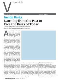 Inside Risks Learning from the Past to Face the Risks of Today