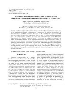 Evaluation of Different Rootstocks and Grafting Techniques on Graft
