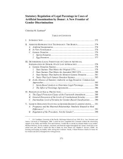 Statutory Regulation of Legal Parentage in Cases of Artificial