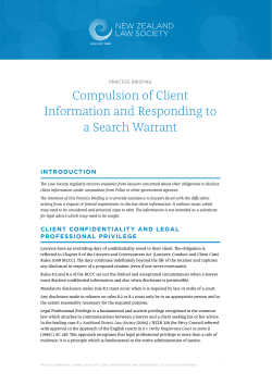 Compulsion of Client Information and Responding to a Search Warrant