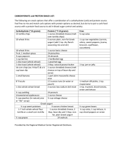 CARBOHYDRATE and PROTEIN SNACK LIST