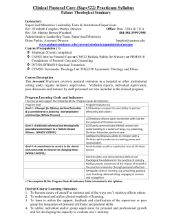 CM513 &ndash; INTRODUCTION TO CLINICAL PASTORAL CARE