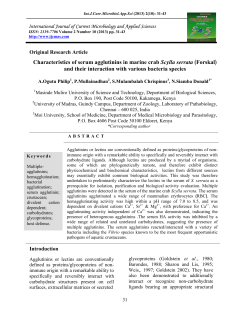 Characteristics of serum agglutinins in marine crab Scylla serrata