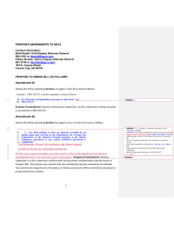 PROPOSED AMENDMENTS TO AB 62 Amendment #1 Amendment