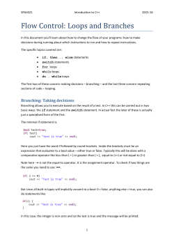 Flow Control: Loops and Branches