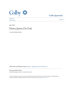 Henry James On Zola - Digital Commons @ Colby