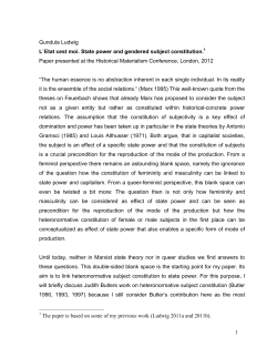1 Gundula Ludwig L`Etat cest moi. State power and gendered