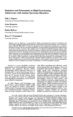 Imitation and Pantomime in High-Functioning Adolescents with