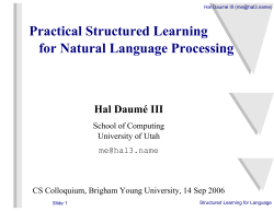 Structured Prediction - BYU Computer Science