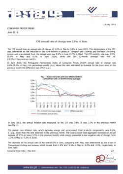 CONSUMER PRICES INDEX June 2015 CPI annual rate of change
