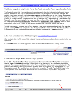 Club Pass User Guide - Presidio Soccer League