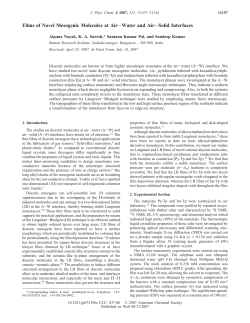 Films of Novel Mesogenic Molecules at Air&minus;Water and Air&minus;Solid