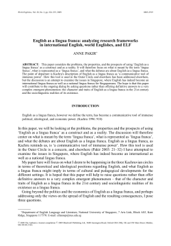 English as a lingua franca: analyzing research frameworks in