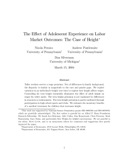 The Effect of Adolescent Experience on Labor Market Outcomes