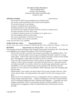 Possibility - Unitarian Fellowship of Peterborough