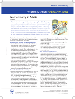 Tracheostomy in Adults - American Thoracic Society