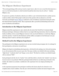 Milgram experiment - Wikipedia, the free encyclopedia