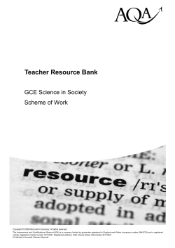 A-level Science is Society Scheme of work Scheme of work