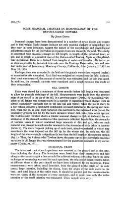 Some Seasonal Changes in Morphology of the Rufous