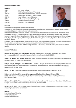 Professor David McConnell Short CV 1966 BA, Trinity College 1971